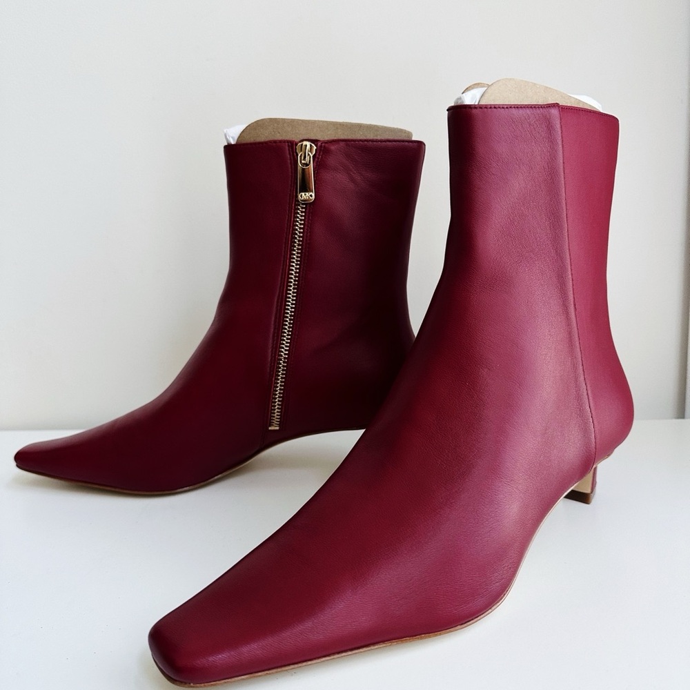 Michael kors cosmo leather kitten boots deep red size 9 NWT